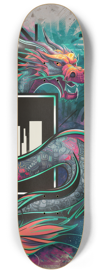 2 Skateboard Series Art - Dragon City #2 8-1/4 Skateboard Deck