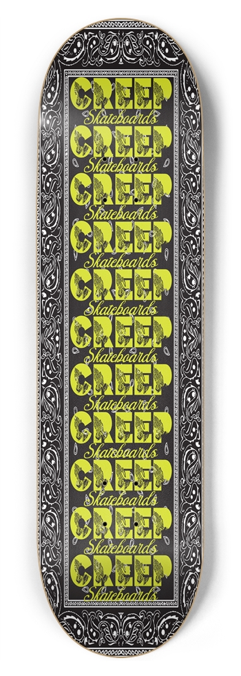 Bandana Green/Yellow 8-3/4 Inch Skateboard