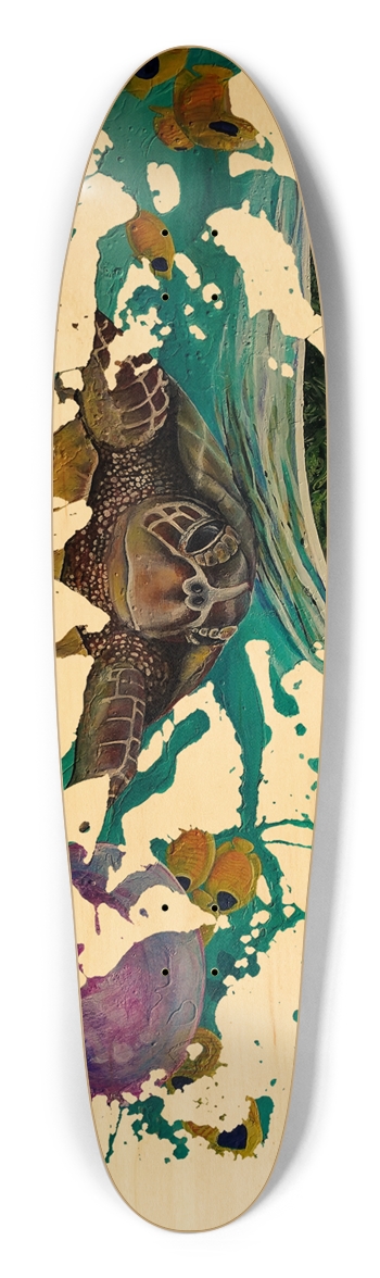 SeaTurtle in the Waves Longboard Shape