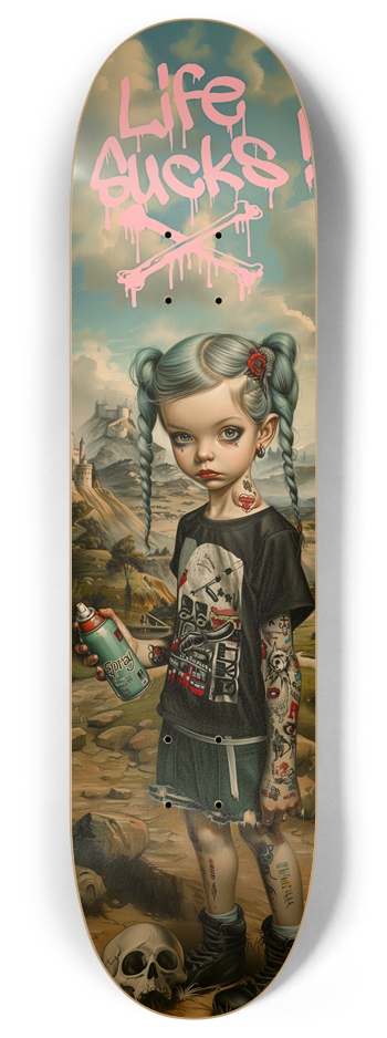 Life Sucks punk kid Custom Skateboard 8 Inch Skateboard Deck