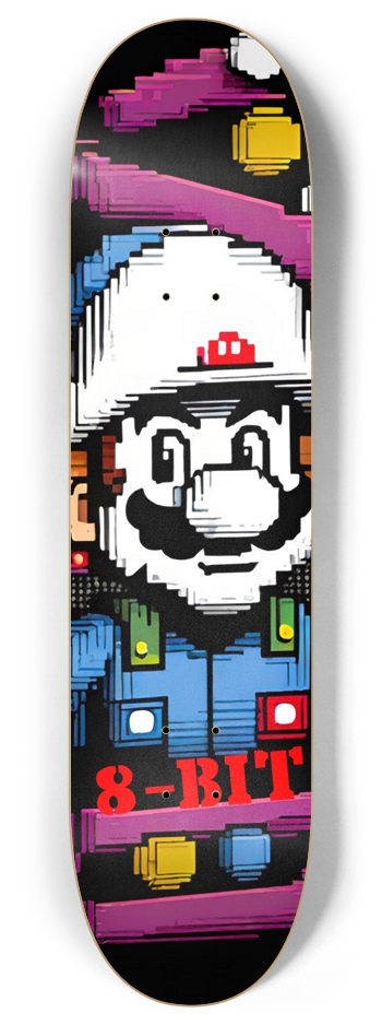 8-Bit Arcade Gamer MARIO Trick 01 8 Inch Skateboard Deck