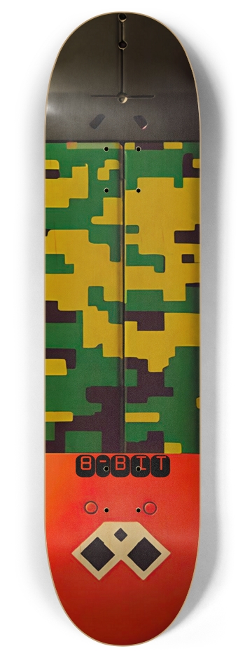 8-Bit Arcade Gamer Camo 01 8 Inch Skateboard Deck