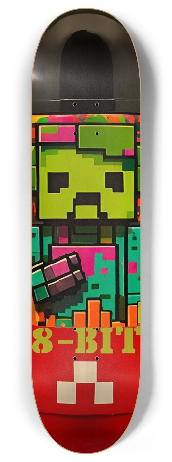 8-Bit Arcade Gamer Zombie 02 8 Inch Skateboard Deck