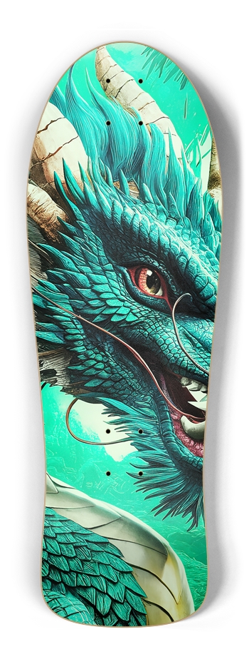 Custom Skateboard - Green Dragon Old School Shape