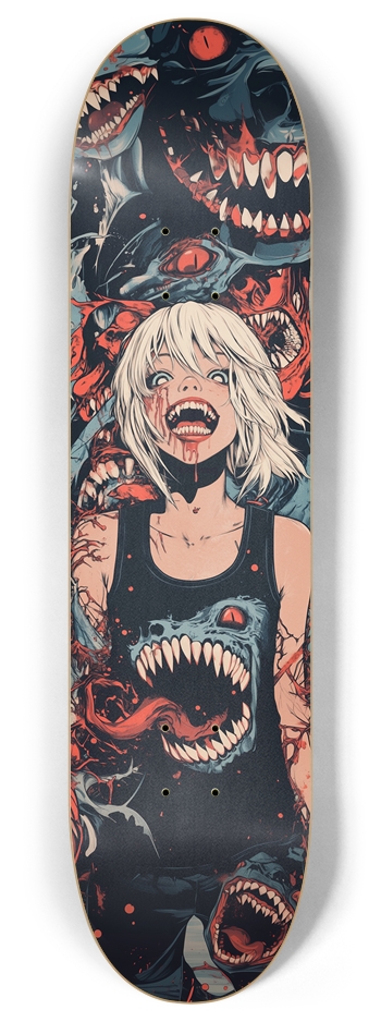 Girl with monsters wall art Skateboard 8 Inch Skateboard Deck