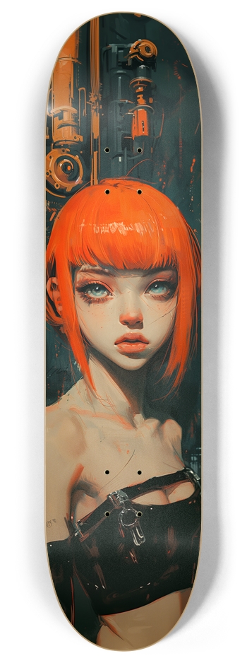Cyber ginger girl wall art Skateboard 8 Inch Skateboard Deck