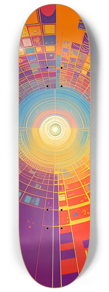 Psychedelic Radial Pattern - Custom Skateboard 8-1/4 Skateboard Deck