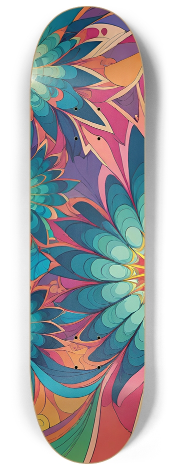 Psychedelic Flowers - Custom Skateboard 8-1/4 Skateboard Deck