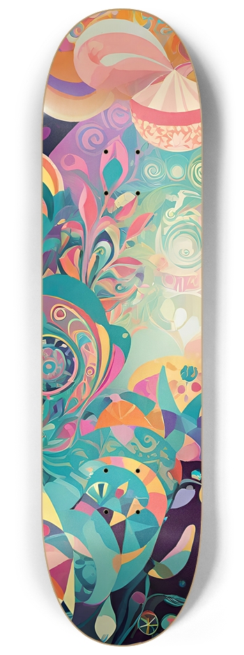 Colorful Flourishes - Custom Skateboard 8-1/4 Skateboard Deck