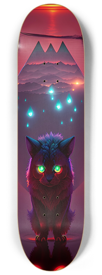 Cat With Glowing Eyes - Custom Skateboard 8-1/4 Skateboard Deck