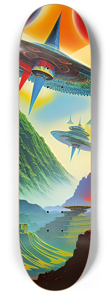 Spaceships on an Alien Planet - Custom Skateboard 8-1/4 Skateboard Deck
