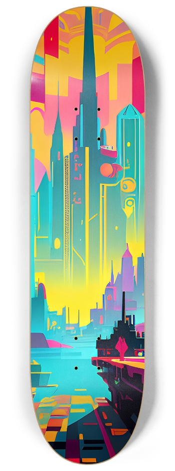 Colorful Skyline - Custom Skateboard 8-1/4 Skateboard Deck