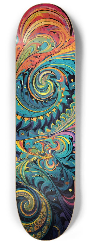 Psychedelic Swirls - Custom Skateboard 8-1/4 Skateboard Deck