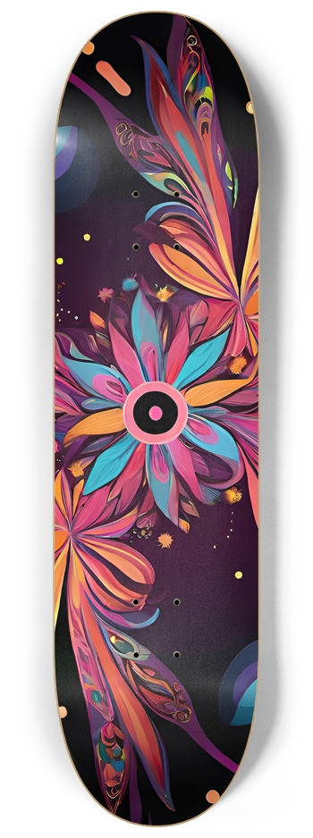 Psychedelic Flowers - Custom Skateboard 8-1/4 Skateboard Deck