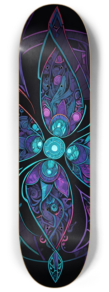 Blue Neon Pattern - Custom Skateboard 8-1/4 Skateboard Deck