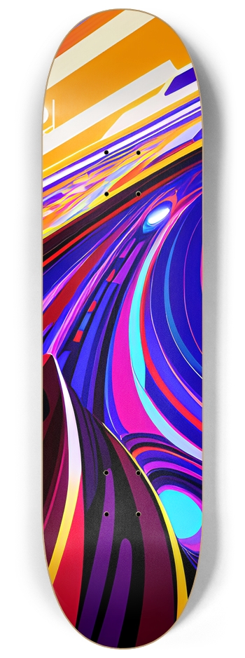 Colorful Abstract Curves - Custom Skateboard 8-1/4 Skateboard Deck