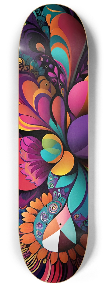Psychedelic Flowers - Custom Skateboard 8-1/4 Skateboard Deck