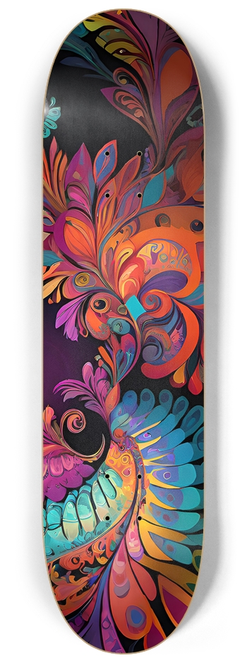 Psychedelic Flowers - Custom Skateboard 8-1/4 Skateboard Deck