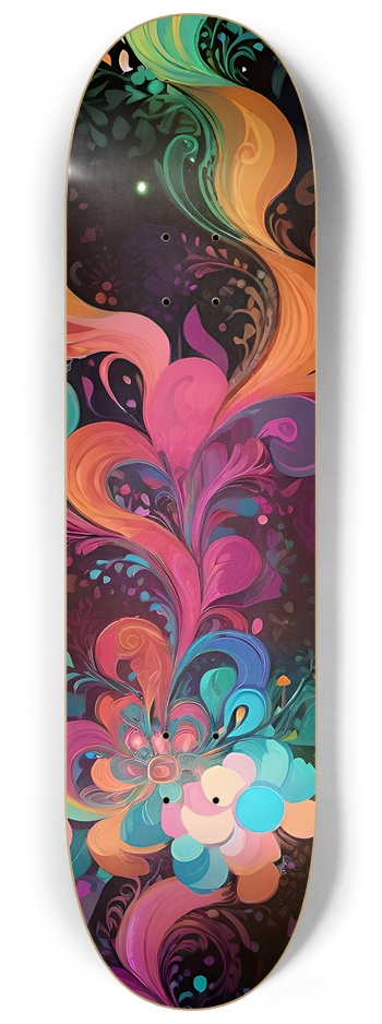 Psychedelic Flowers - Custom Skateboard 8-1/4 Skateboard Deck