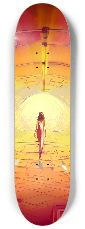 Lady of the Orange Vortex - Custom Skateboard 8-1/4 Skateboard Deck