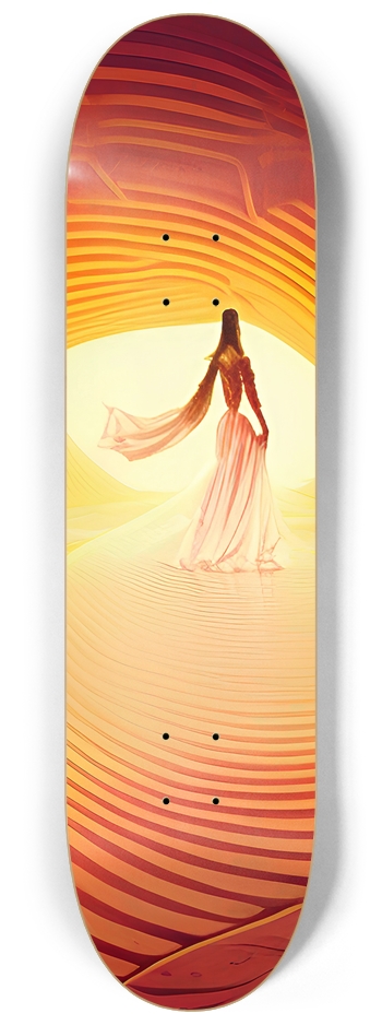 Lady of the Orange Vortex - Custom Skateboard 8-1/4 Skateboard Deck