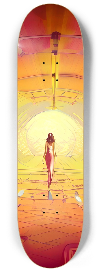 Lady of the Orange Vortex - Custom Skateboard 8-1/4 Skateboard Deck