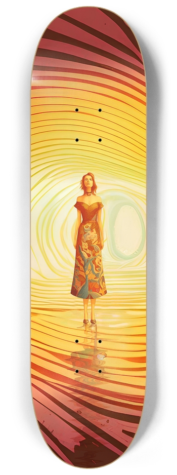 Lady of the Orange Vortex - Custom Skateboard 8-1/4 Skateboard Deck