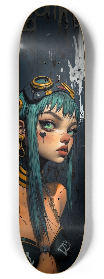 Punky Blue Hair Custom Skateboard 8 Inch Skateboard Deck
