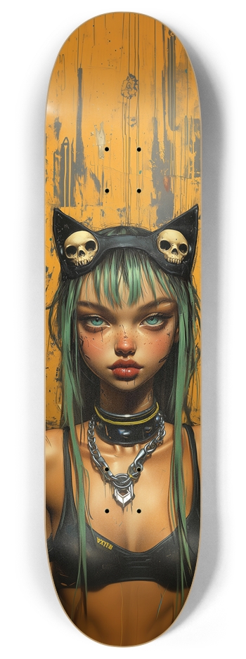 Skull cat gril art Skateboard 8 Inch Skateboard Deck