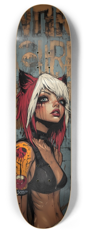 Animal Punk Girl art Skateboard 8 Inch Skateboard Deck