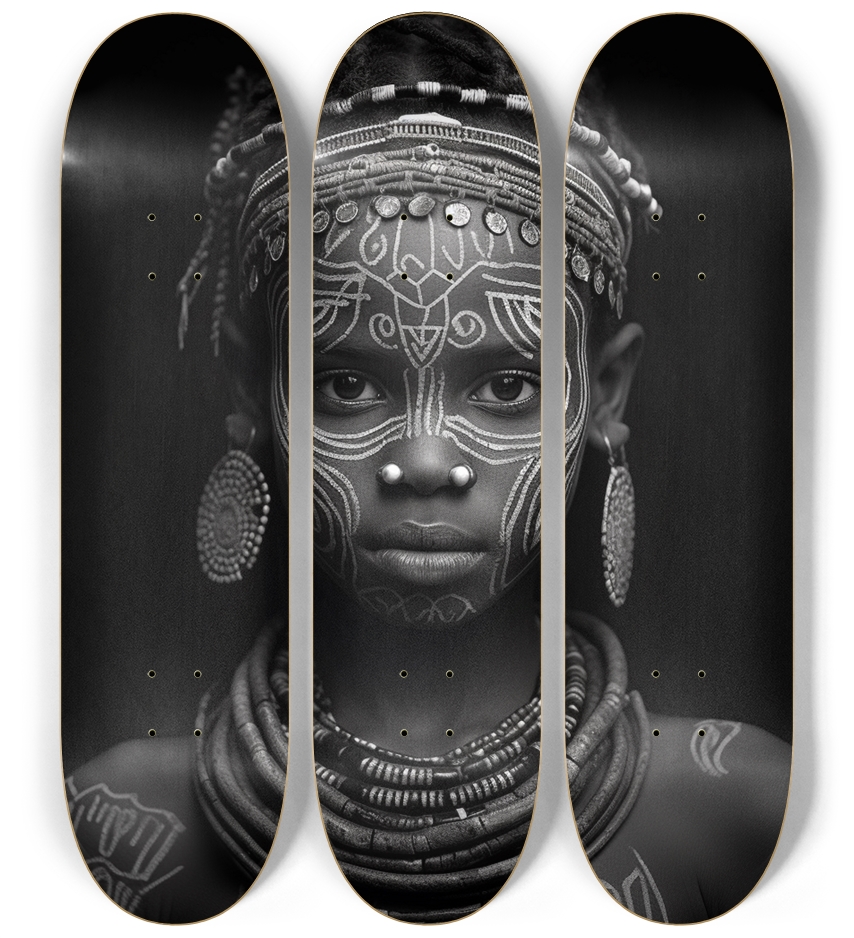 African Tribal Girl Skateboard Series 3 Deck Wall Series