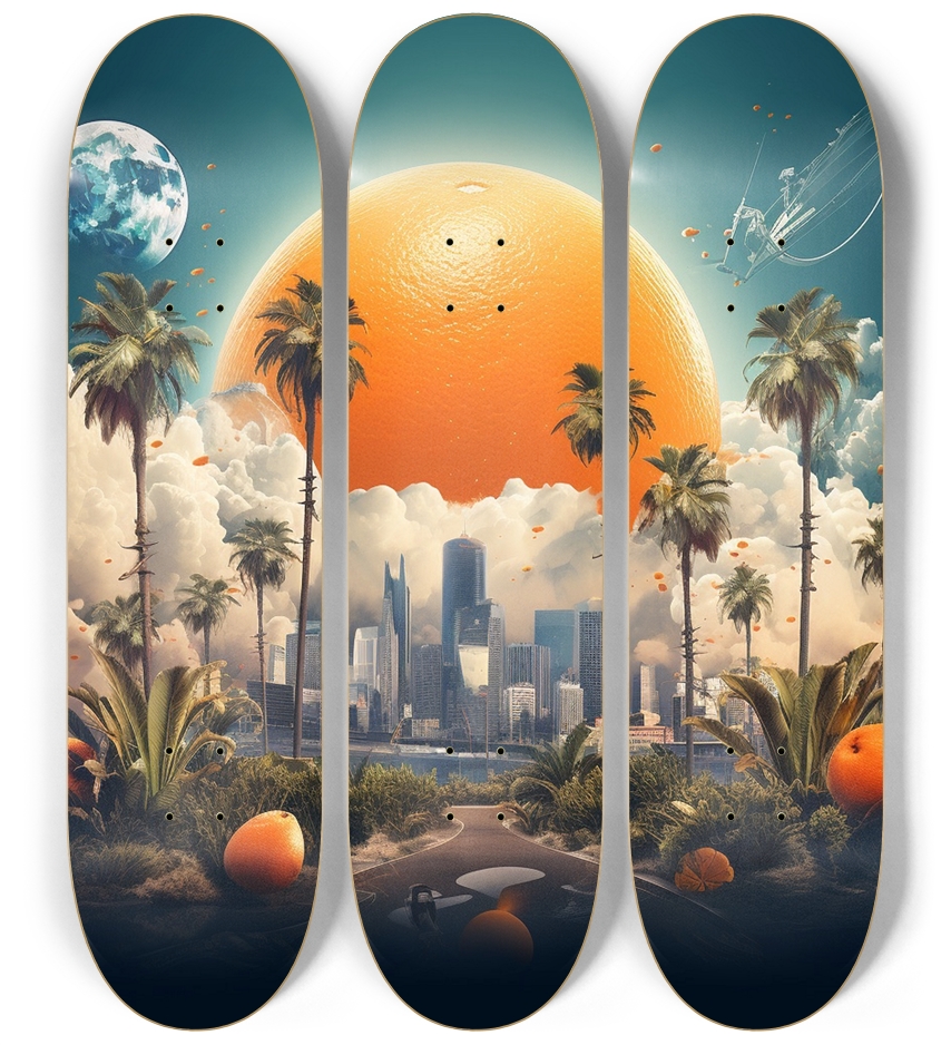 City of Oranges Skateboard Series 3 Deck Wall Series