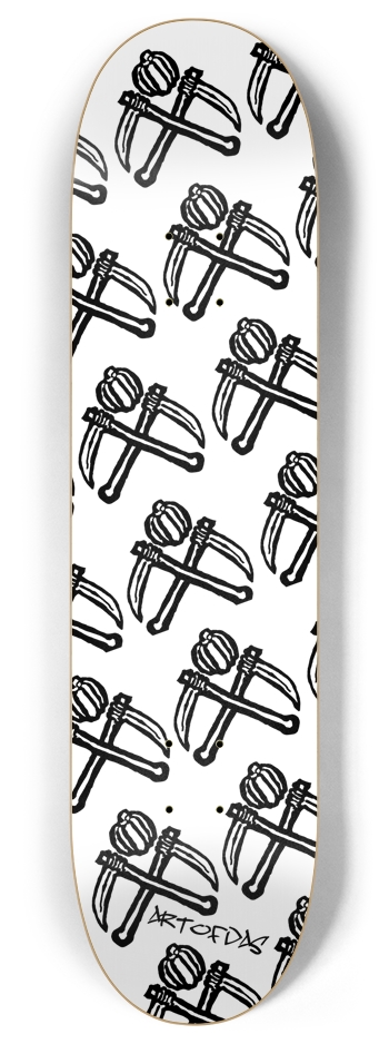 Pumpkin Scythe B&W - ArtofDas 2024 8 Inch Skateboard Deck