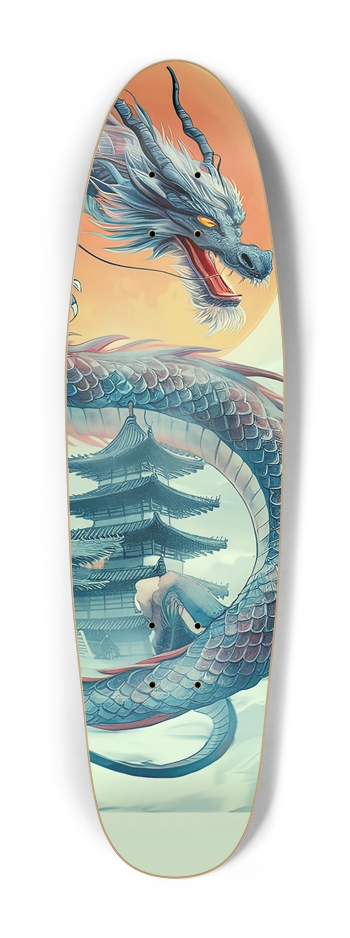 Japanese Guardian Dragon Custom Skateboard Cruiser Shape