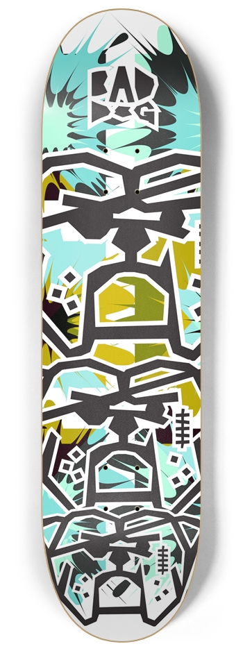 Bad Dog Stacked TNT green lt blue 8-1/4 Skateboard Deck