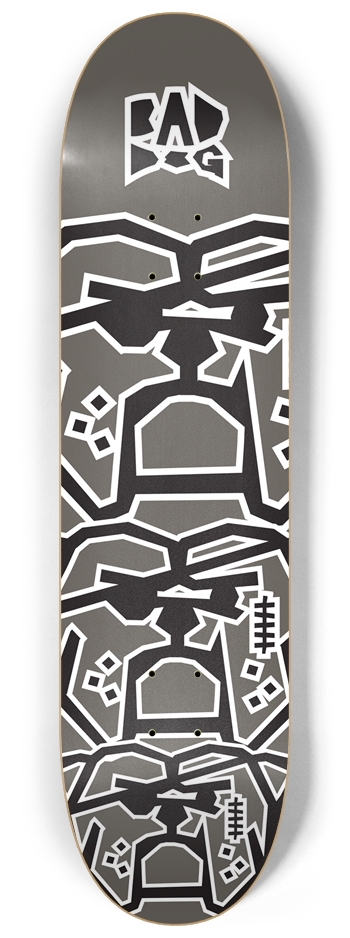 Bad Dog Stacked Dark Grey 8-1/4 Skateboard Deck