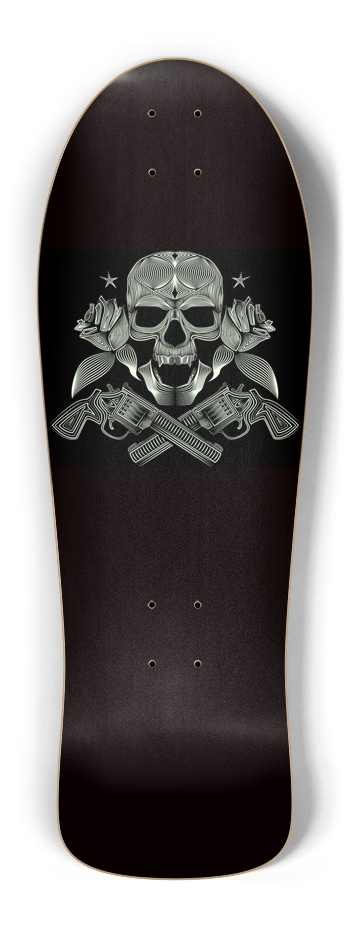 Skull N' Guns Glow Skateboard Old School Shape