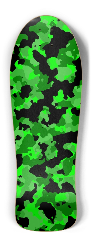 Green Camo Glow Skateboard Old School Shape