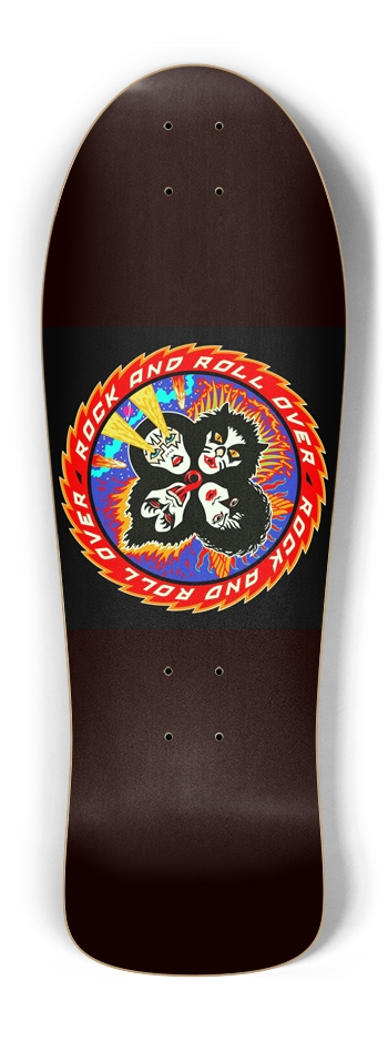 Rock And Roll Kiss Glow Retro Skateboard Old School Shape