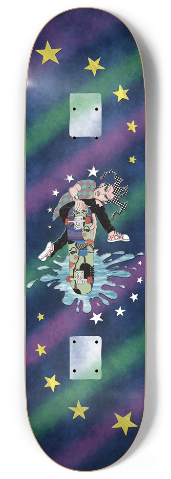 Galaxy Jester Skateboard Unique Cosmic Design  9 Inch Skateboard