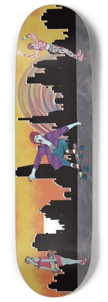 Sunset Shredder Skateboard Deck for Skater Girls 9 Inch Skateboard