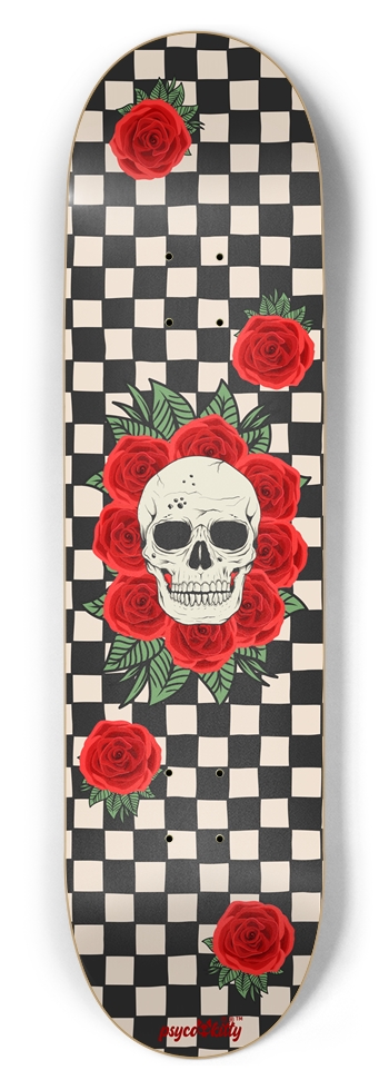 Skull Roses & Check 8-1/2 Skateboard Deck