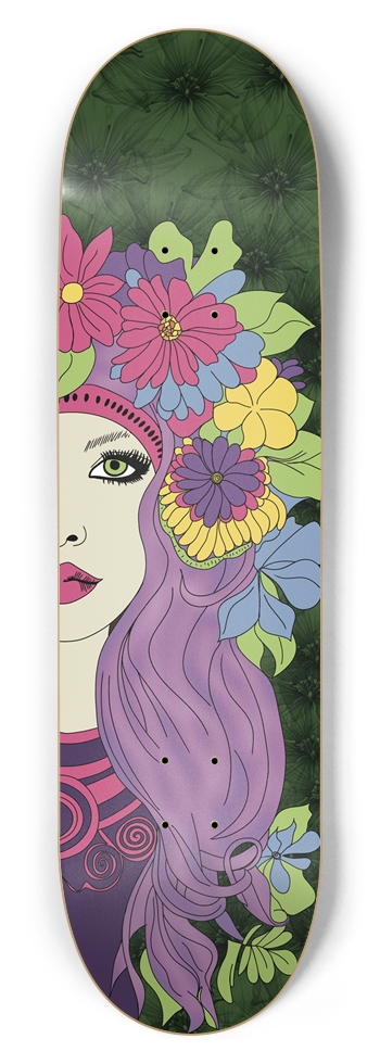 Artistic Floral Deck Unique Face Design 8-3/4 Inch Skateboard