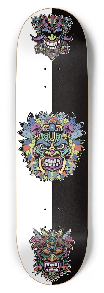 Tribal Masks Skateboard Deck Chakra Color Palette 8-3/4 Inch Skateboard
