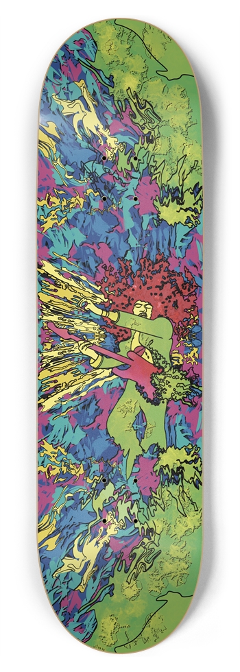 Psychedelic Guitar God Skateboard - Vibrant Deck 8-3/4 Inch Skateboard