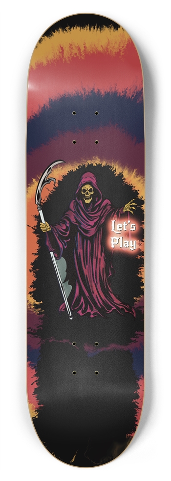 Grim Reaper Bold 'Let’s Play' Skateboard Deck 8-3/4 Inch Skateboard