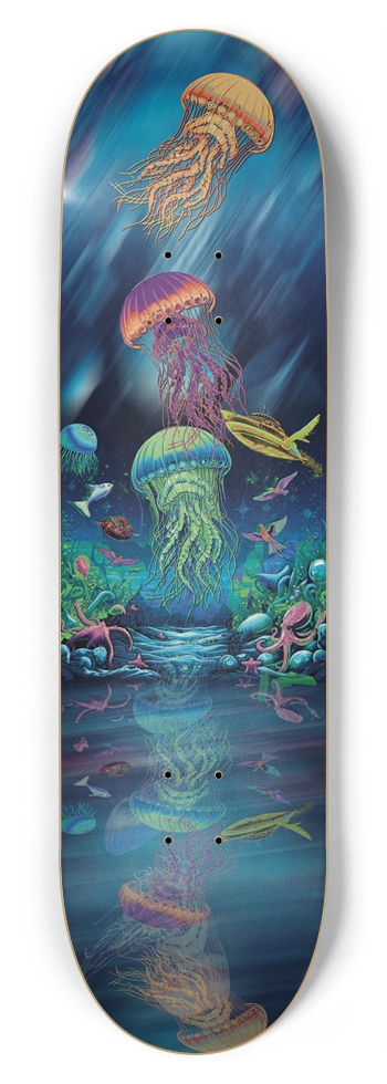 Jellyfish Skateboard: Colorful Underwater Graphic 8-3/4 Inch Skateboard