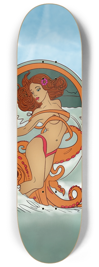 Mermaid Deck Red Hair & Octopus Embrace 8-1/4 Skateboard Deck