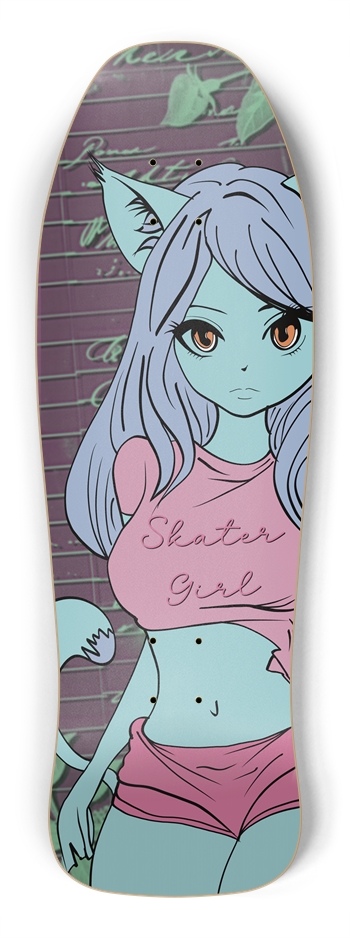 Anime Skater Girl Skateboard 10x30.5 Maple Deck Shredder Shape