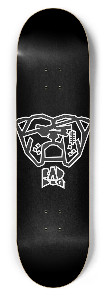 Bad Dog with white outline on black 8-3/4 Inch Skateboard